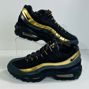 Mens Size 6.5 - Nike Air Max 95 PRM Black Gold Running Shoes Sneakers 538416-007